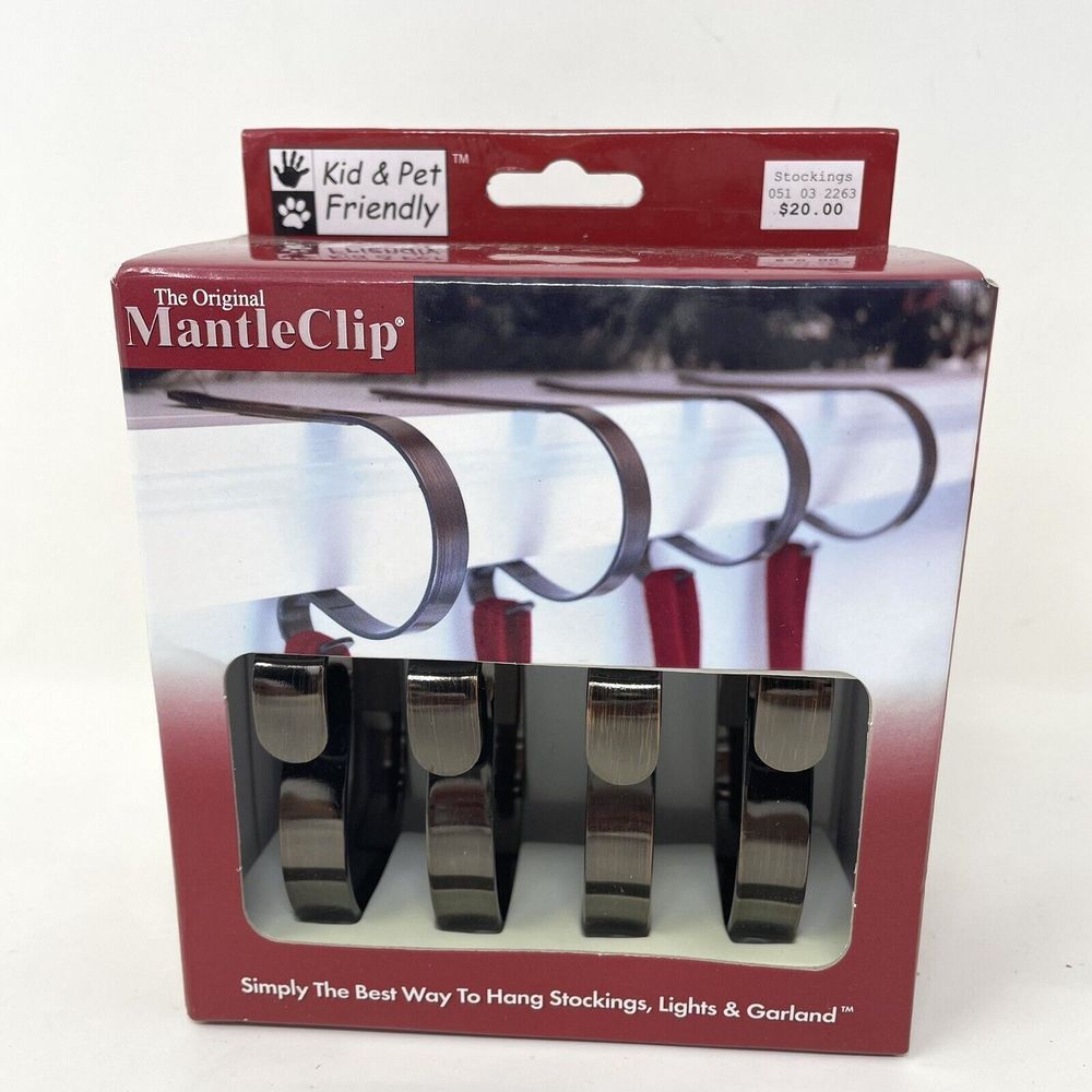 The Original MantleClip Christmas Stocking‎ Holder Oil Rubbed Bronze Set of 4